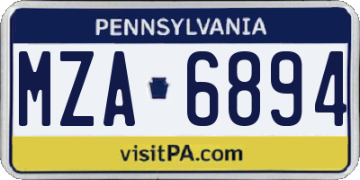 PA license plate MZA6894
