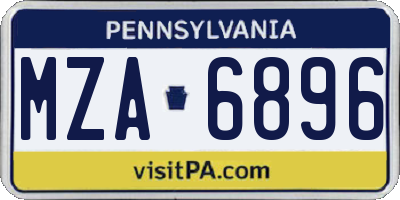 PA license plate MZA6896