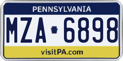 PA license plate MZA6898