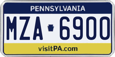 PA license plate MZA6900
