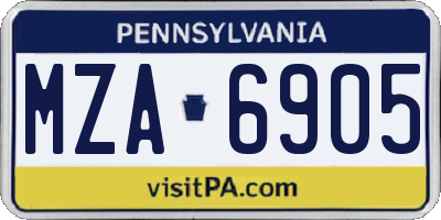 PA license plate MZA6905