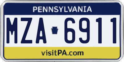 PA license plate MZA6911