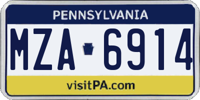 PA license plate MZA6914