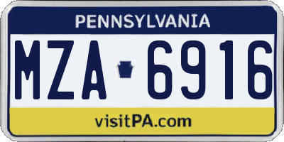 PA license plate MZA6916
