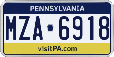 PA license plate MZA6918