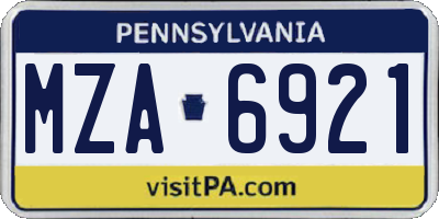 PA license plate MZA6921