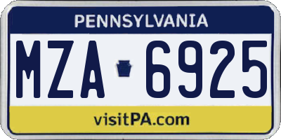 PA license plate MZA6925