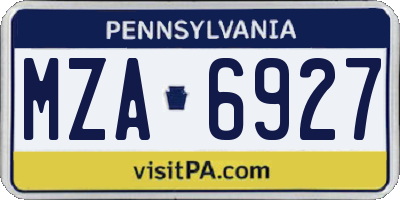 PA license plate MZA6927