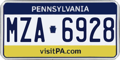 PA license plate MZA6928