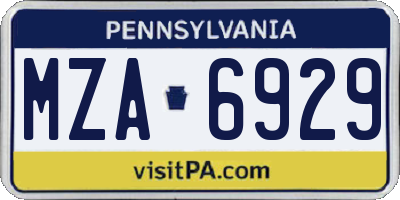 PA license plate MZA6929