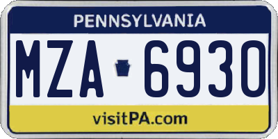 PA license plate MZA6930