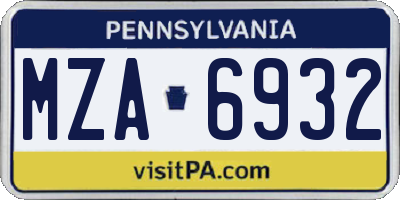 PA license plate MZA6932