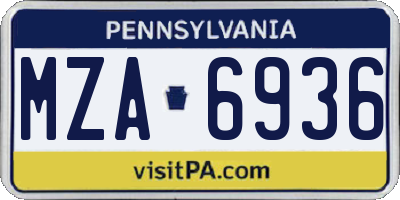 PA license plate MZA6936