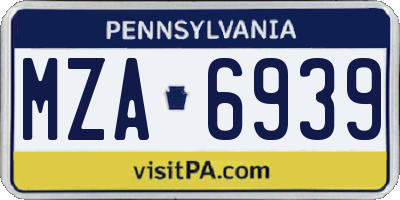 PA license plate MZA6939