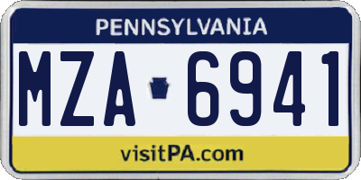 PA license plate MZA6941