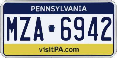 PA license plate MZA6942