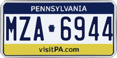 PA license plate MZA6944