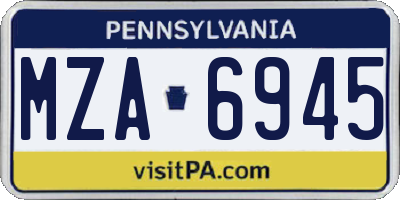 PA license plate MZA6945