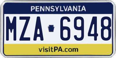 PA license plate MZA6948