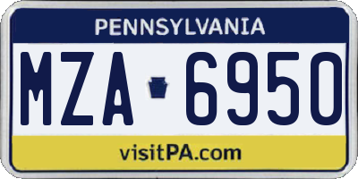 PA license plate MZA6950