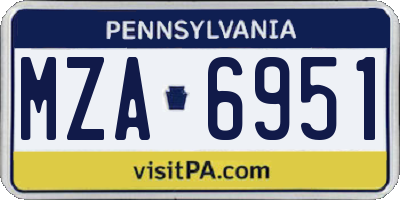 PA license plate MZA6951
