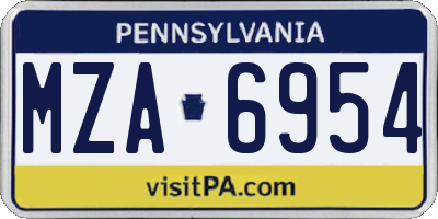 PA license plate MZA6954