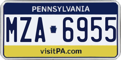 PA license plate MZA6955