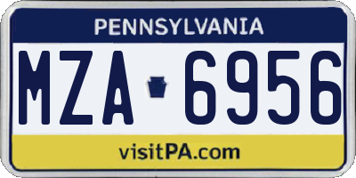 PA license plate MZA6956