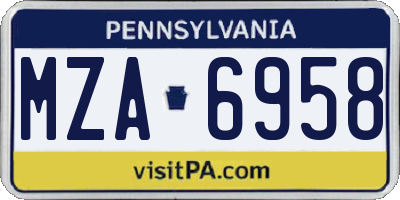 PA license plate MZA6958