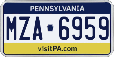 PA license plate MZA6959