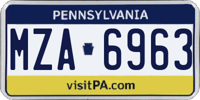 PA license plate MZA6963