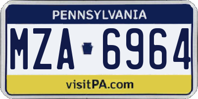 PA license plate MZA6964