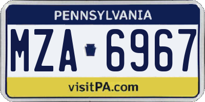 PA license plate MZA6967