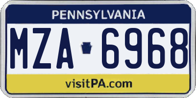 PA license plate MZA6968