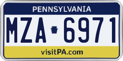 PA license plate MZA6971
