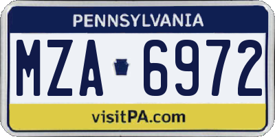 PA license plate MZA6972