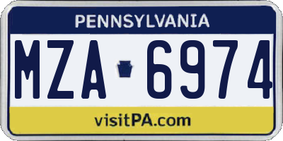 PA license plate MZA6974