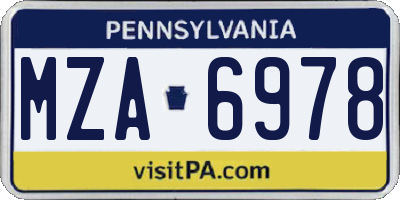 PA license plate MZA6978
