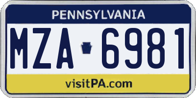 PA license plate MZA6981
