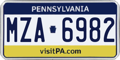 PA license plate MZA6982