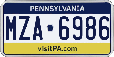 PA license plate MZA6986