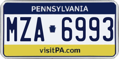 PA license plate MZA6993