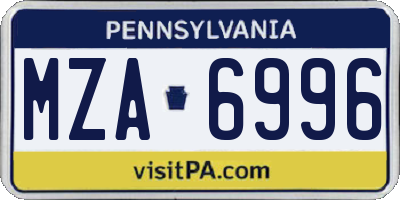 PA license plate MZA6996