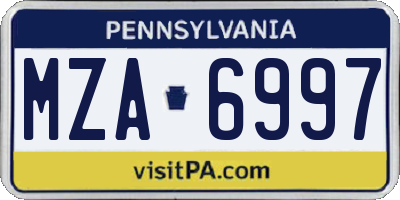 PA license plate MZA6997