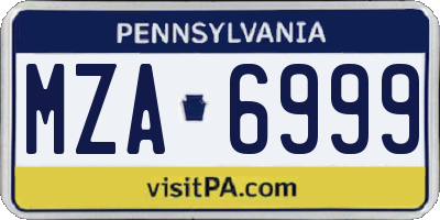 PA license plate MZA6999