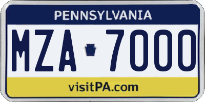 PA license plate MZA7000