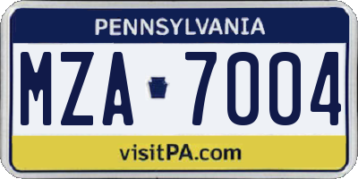 PA license plate MZA7004