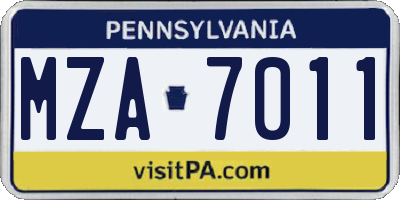 PA license plate MZA7011
