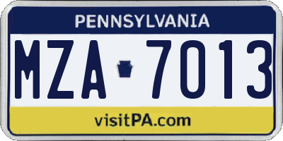 PA license plate MZA7013