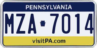 PA license plate MZA7014